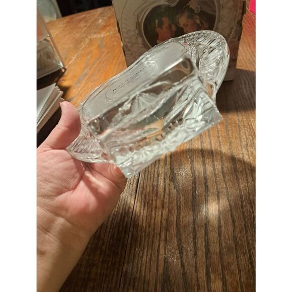 Vintage Home Beautiful Japan Heart Picture Frame Chiseled Heavy Glass Bow Flower - Picture 6 of 7